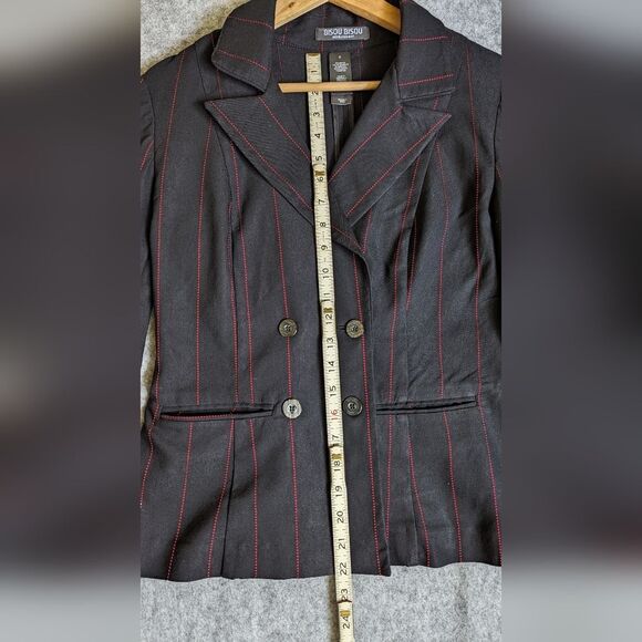 Bisou Bisou Black Pinstripe Jacket M - Picture 4 of 6